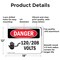 Signmission 120 208 Volts Danger Sign, Aluminum, 18in W x 12in L, 2PK OS-2PACK-DS-A-1218-L-1004 - alternate 2